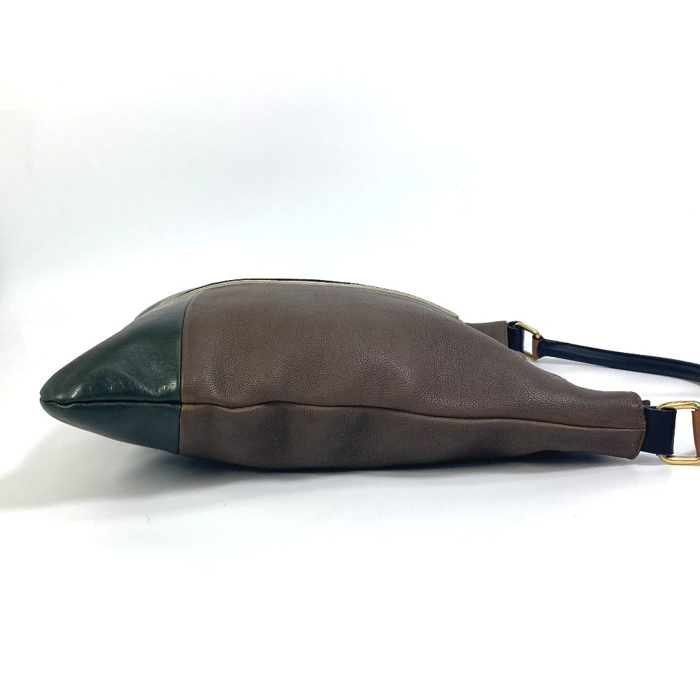CELINE Shoulder Bag leather Brown bicolor stripes Tote Bag Women Secondhand