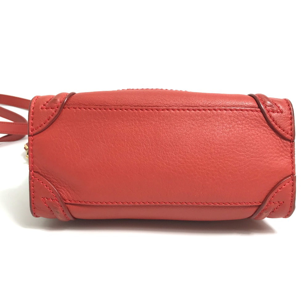 CELINE Handbag leather Red Nano Shopper Luggage Women Secondhand