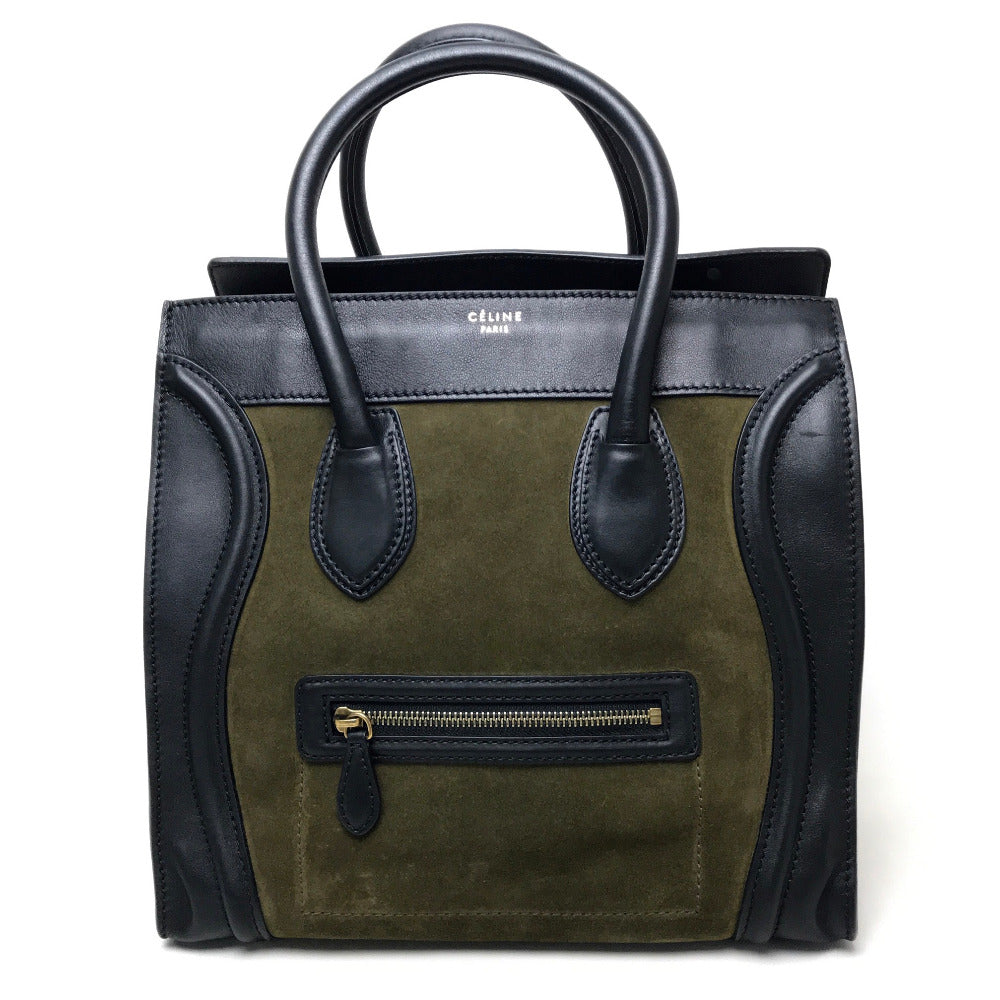CELINE Tote Bag Suede / leather khaki Luggage mini shopper Women Secondhand