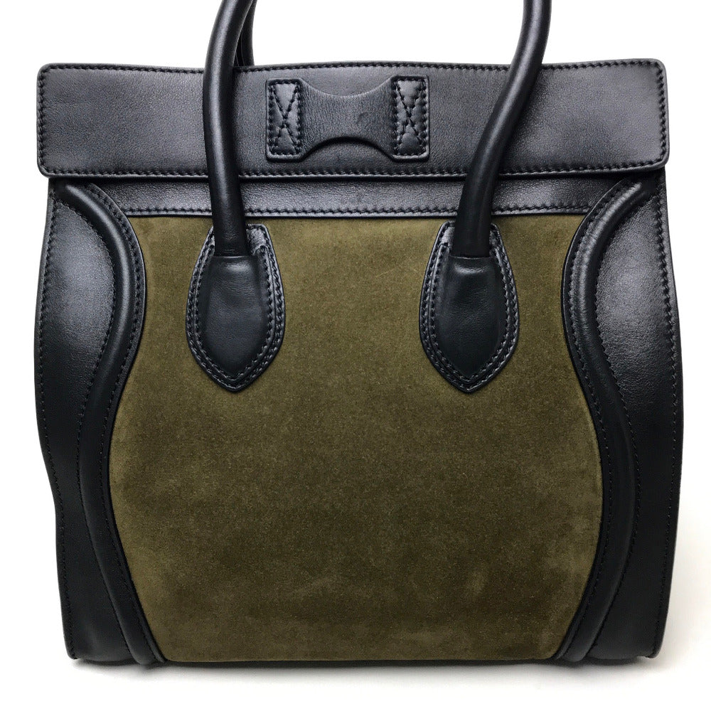 CELINE Tote Bag Suede / leather khaki Luggage mini shopper Women Secondhand