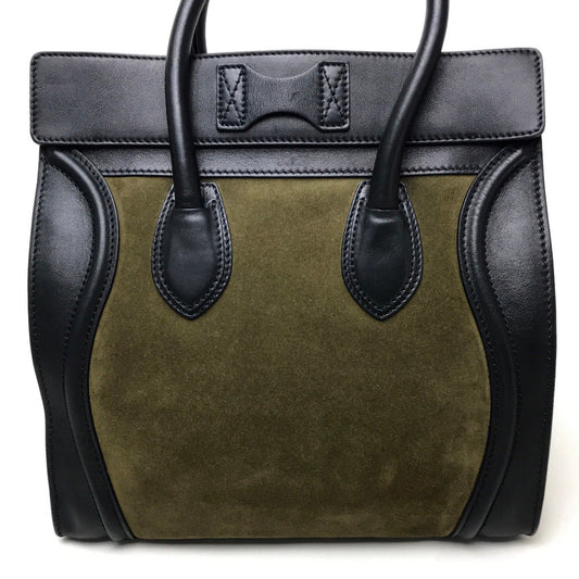 CELINE Tote Bag Suede / leather khaki Luggage mini shopper Women Secondhand
