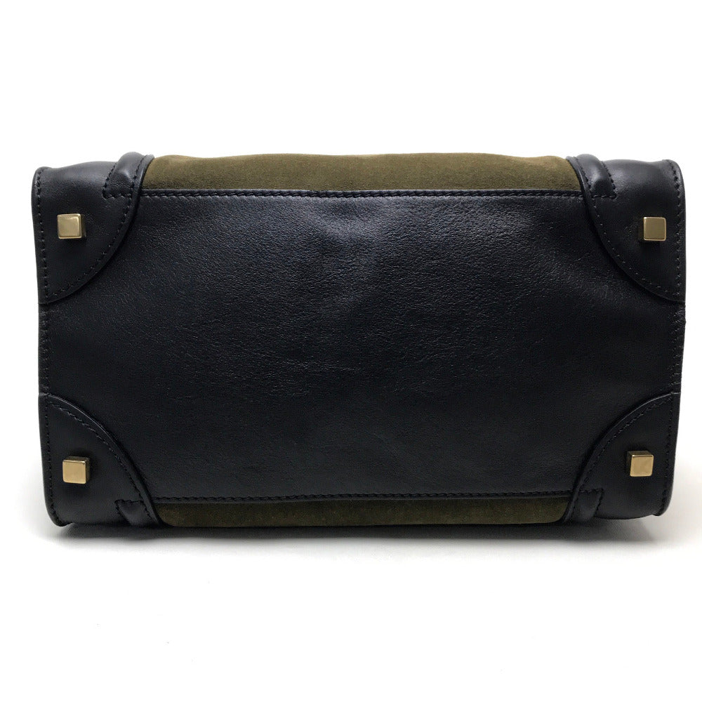 CELINE Tote Bag Suede / leather khaki Luggage mini shopper Women Secondhand