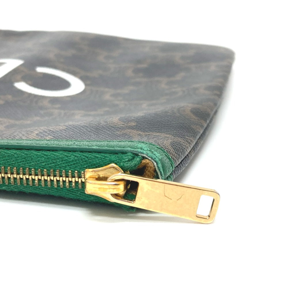 CELINE Clutch bag leather Brown triomphe logo mens Secondhand