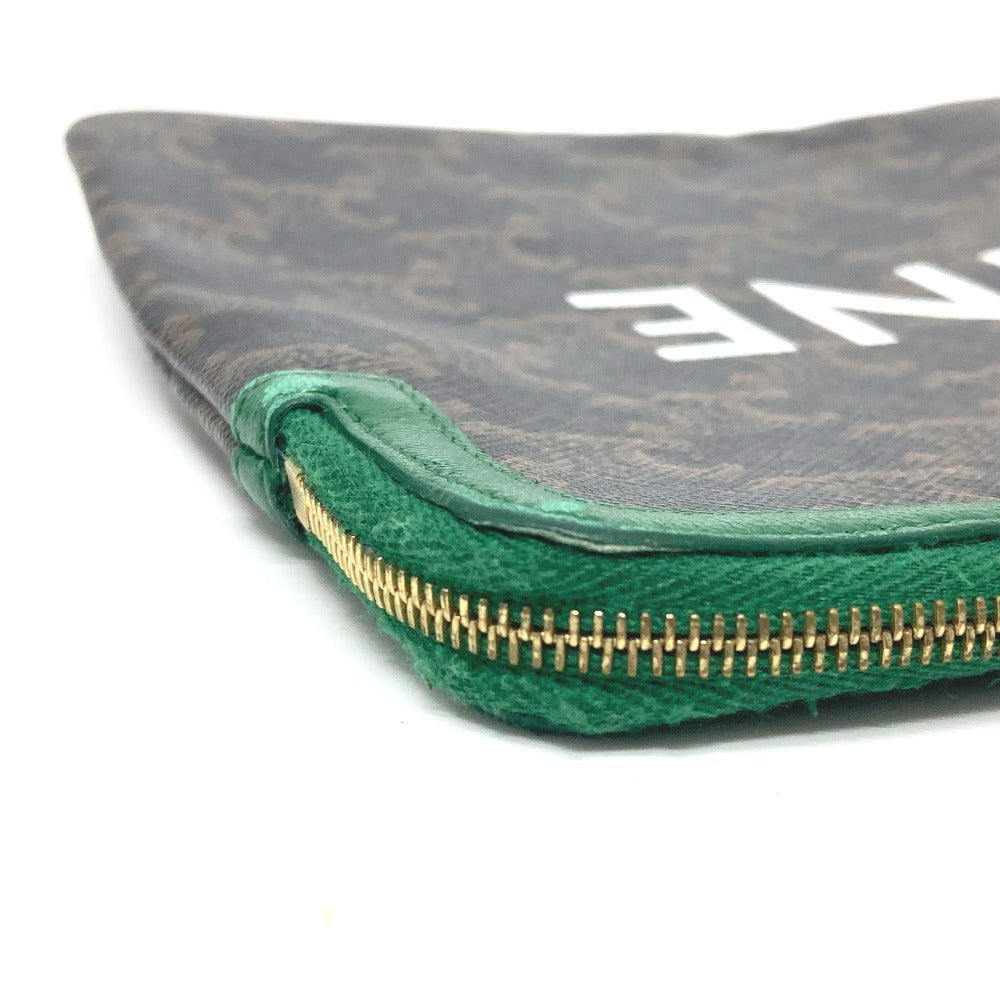 CELINE Clutch bag leather Brown triomphe logo mens Secondhand