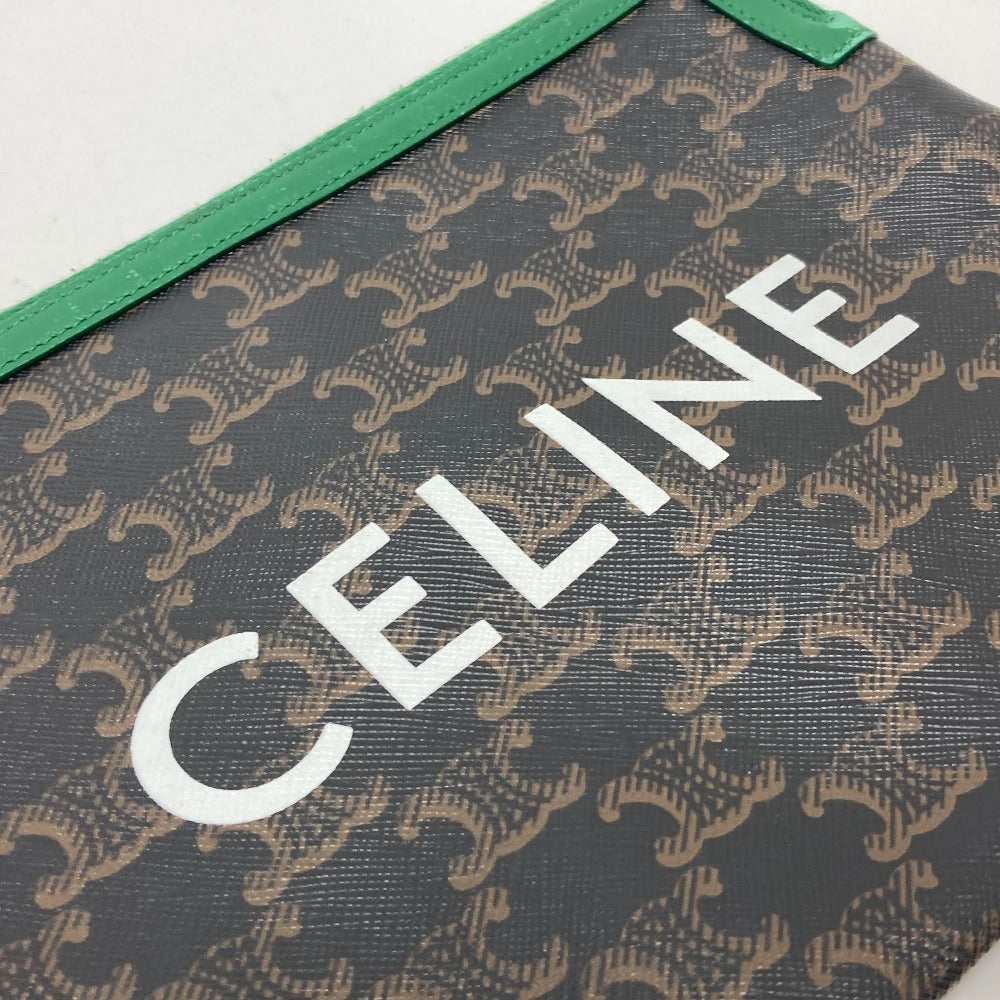 CELINE Clutch bag leather Brown triomphe logo mens Secondhand