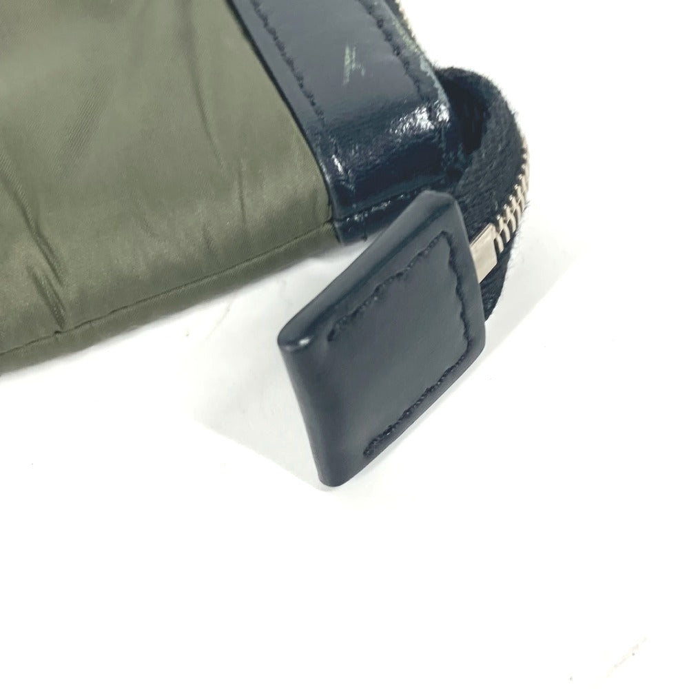 CELINE Clutch bag Leather / nylon khaki By color logo Women