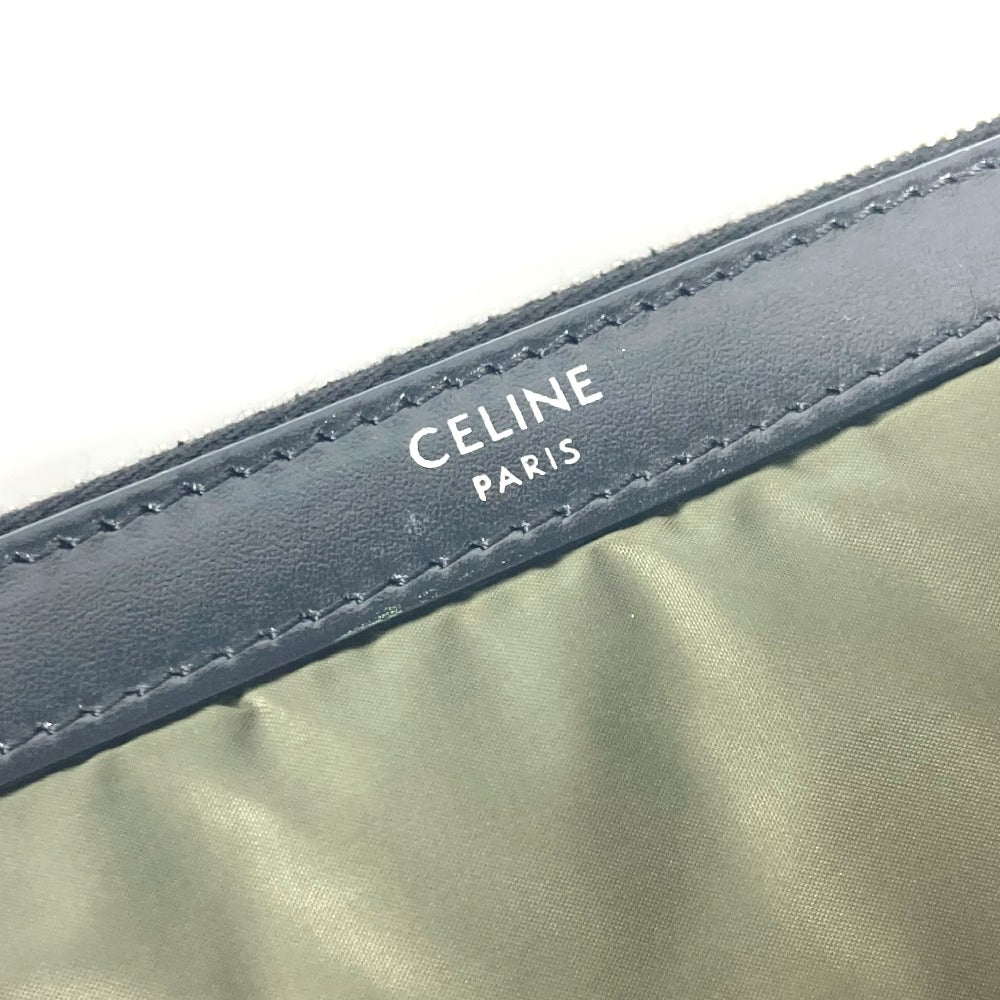CELINE Clutch bag Leather / nylon khaki By color logo Women