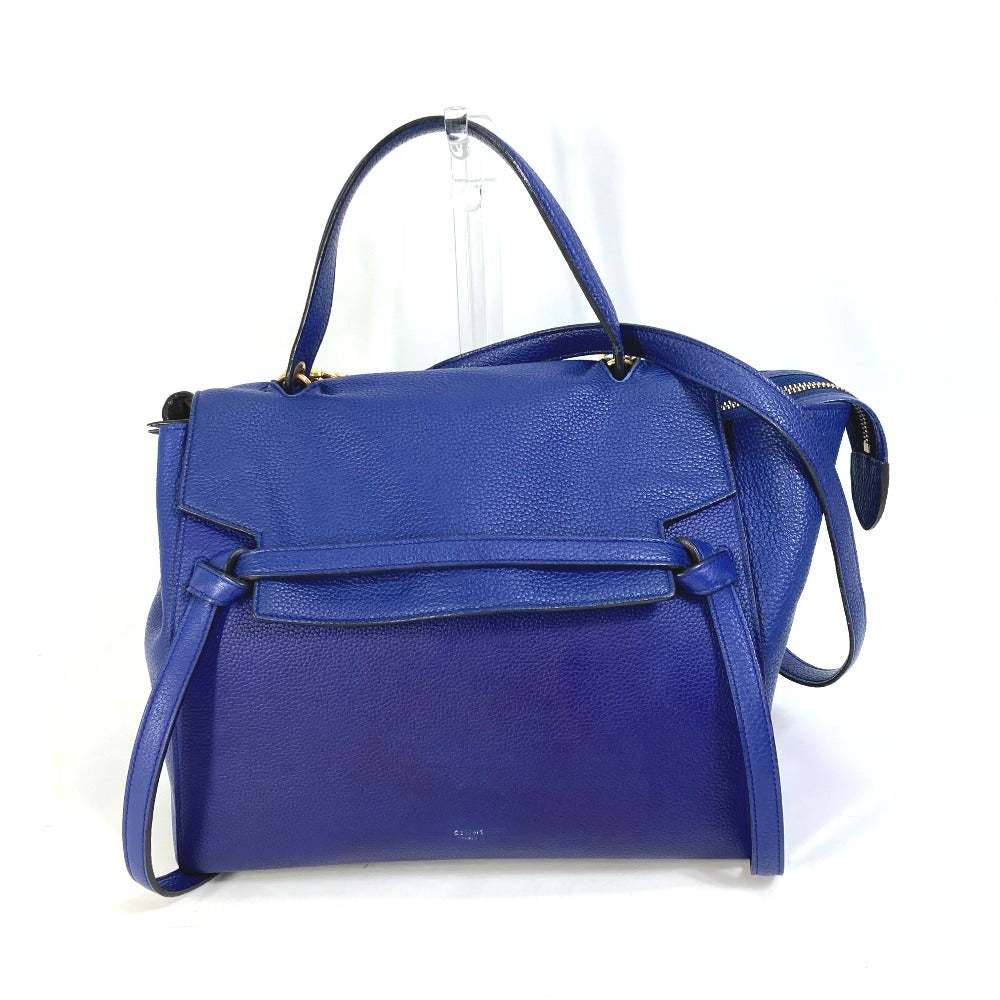 CELINE Shoulder Bag leather blue Handbag Belt bag Women Secondhand