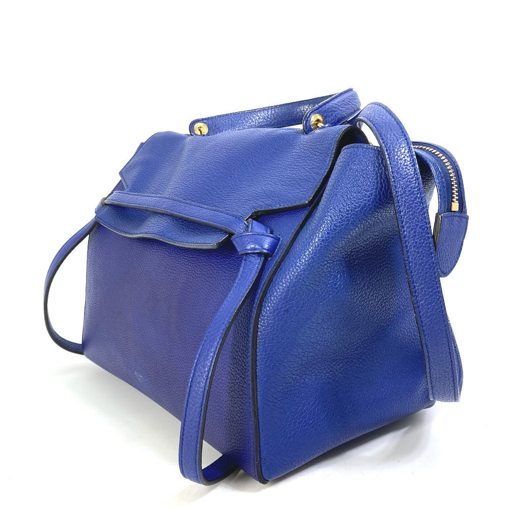 CELINE Shoulder Bag leather blue Handbag Belt bag Women Secondhand