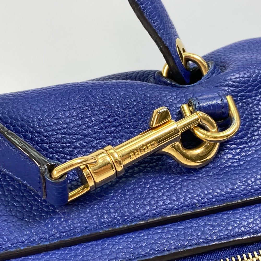 CELINE Shoulder Bag leather blue Handbag Belt bag Women Secondhand