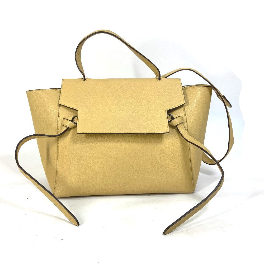 CELINE Shoulder Bag leather yellow Belt bag mini Women Secondhand