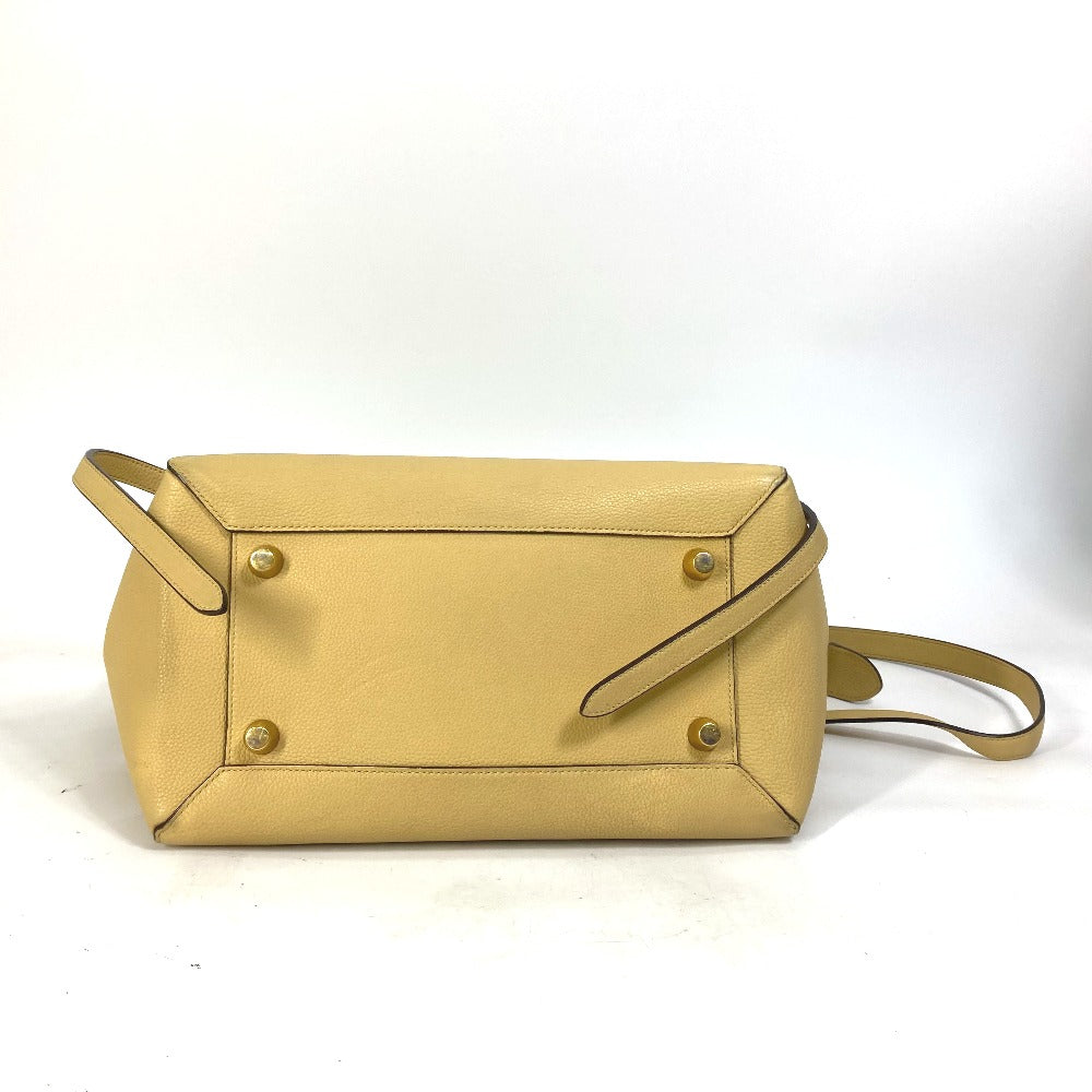 CELINE Shoulder Bag leather yellow Belt bag mini Women Secondhand
