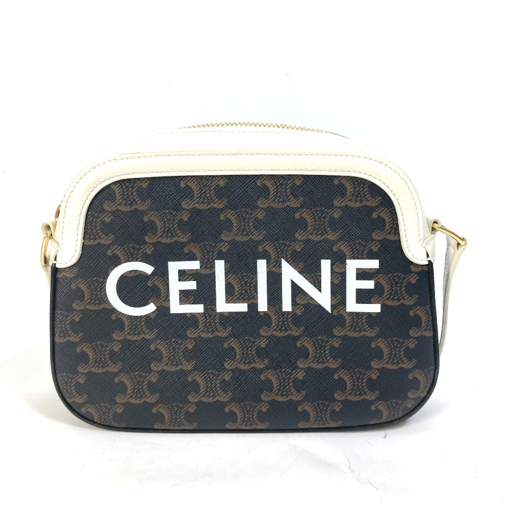 CELINE Shoulder Bag Canvas / leather Brown triomphe logo Women Secondhand