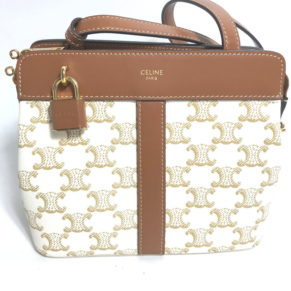 CELINE Shoulder Bag leather white Teen Cava de France Women