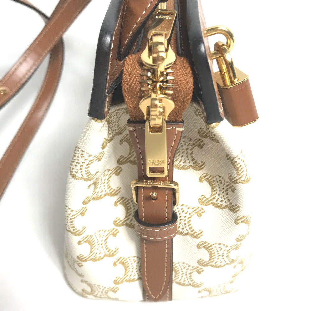 CELINE Shoulder Bag leather white Teen Cava de France Women