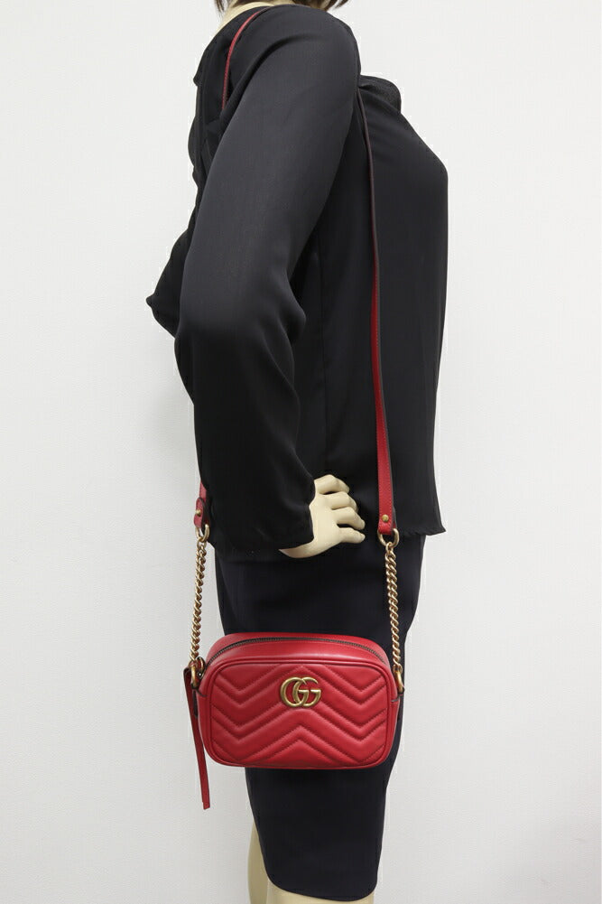 Gucci Calf GG Marmont Chain Mini Shoulder Bag 448065 DTD1T 6433