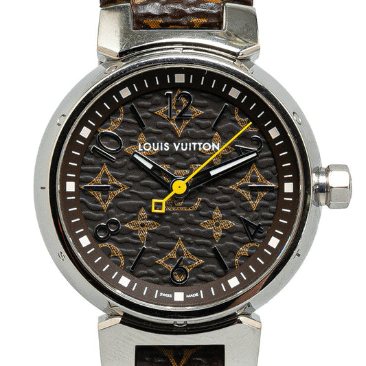 Louis Vuitton Monogram Tubular Canvas Strap M R15231 Automatic Brown Dial PVC Leather Louis Vuitton