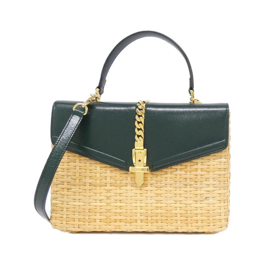 Gucci SYLVIE Wicker Leather Bag