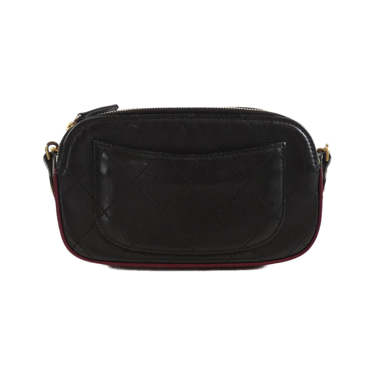 Chanel 57574 Calfskin Grorgain Canvas Shoulder Bag