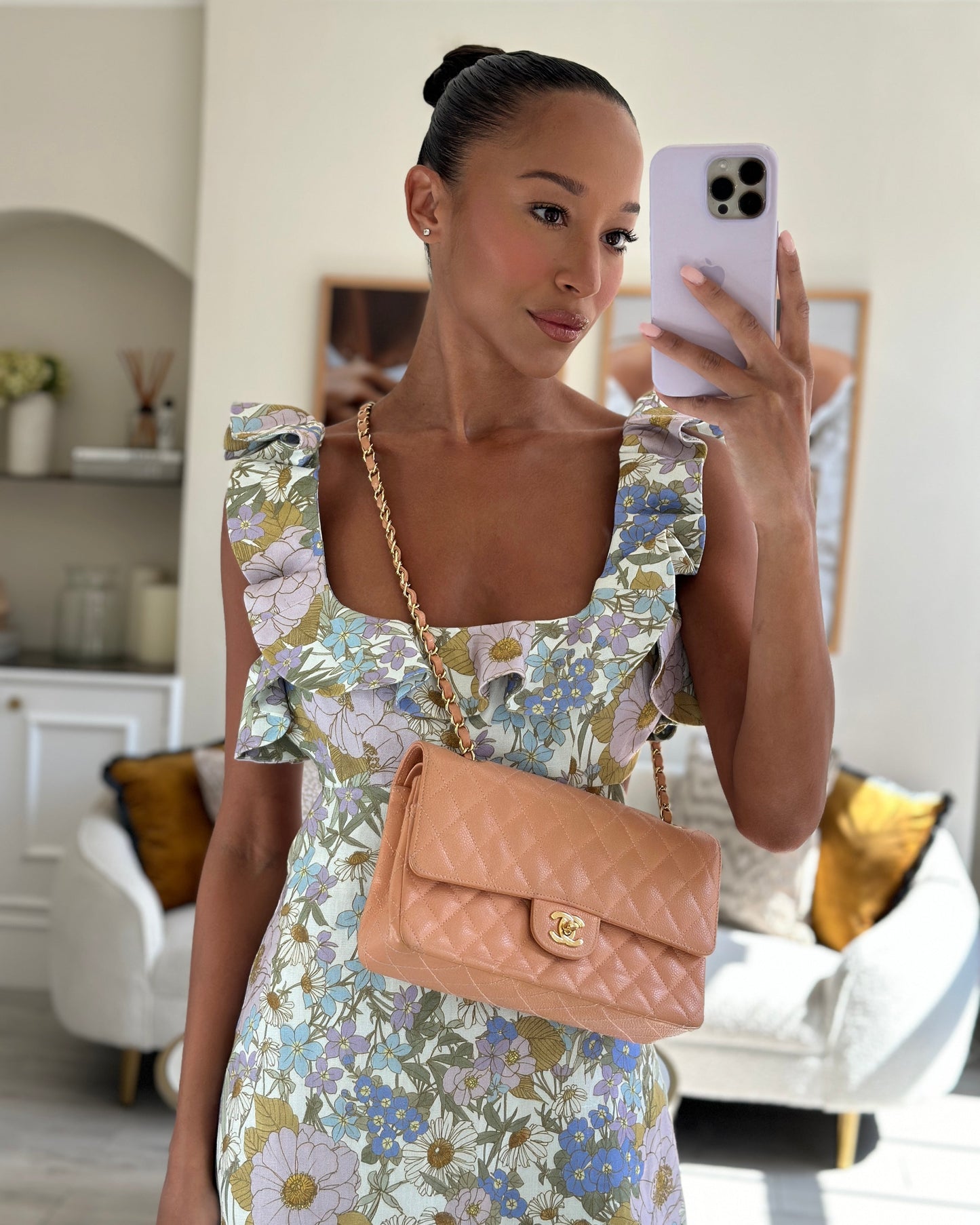 Chanel Peach Classic Medium Double Flap Flap Bag - Rovelle Bags