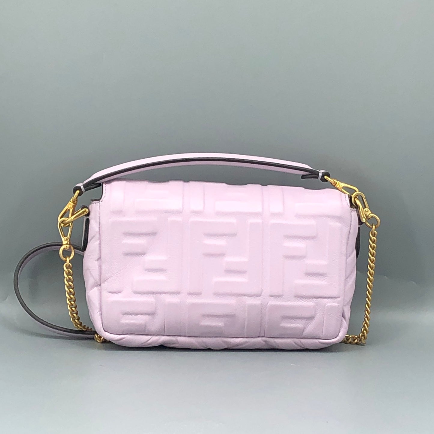 Fendi Light Purple FF Embossed Baguette Shoulder Bag