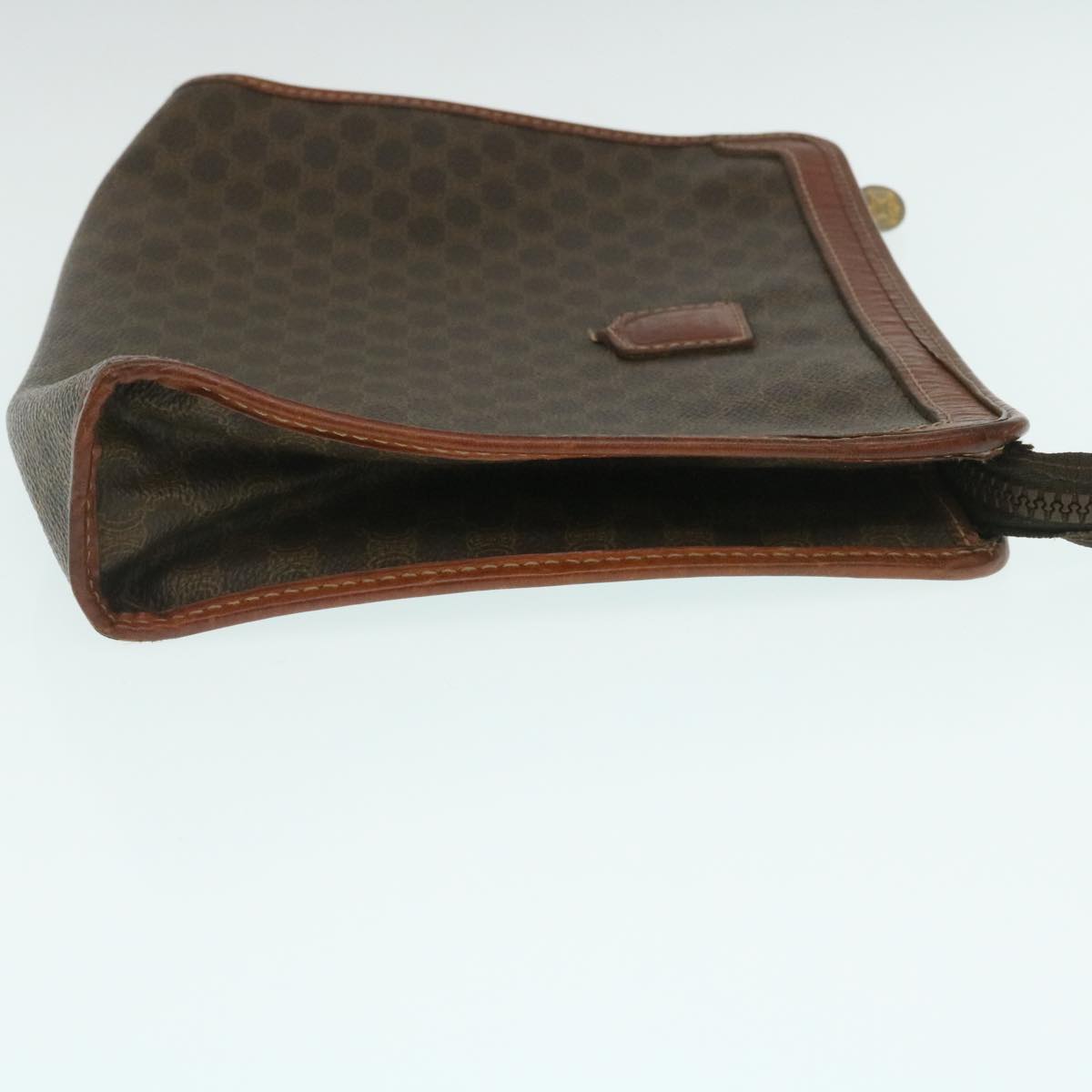 Luxury CELINE Macadam Canvas Clutch Bag PVC Leather Brown 29196
