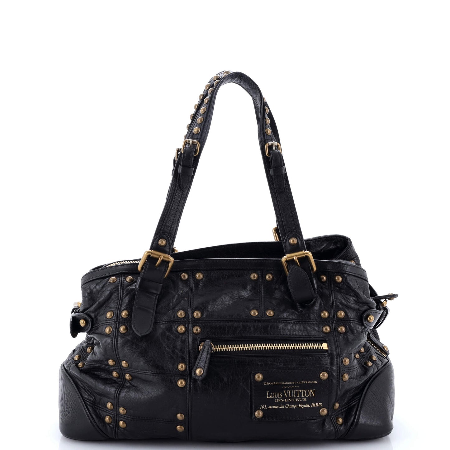 Louis Vuitton Riveting Handbag Studded Lambskin