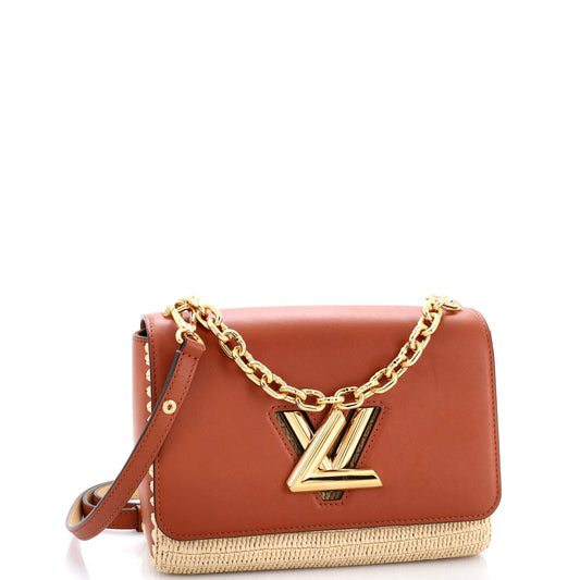 Louis Vuitton Twist Convertible Handbag Leather and Raffia MM