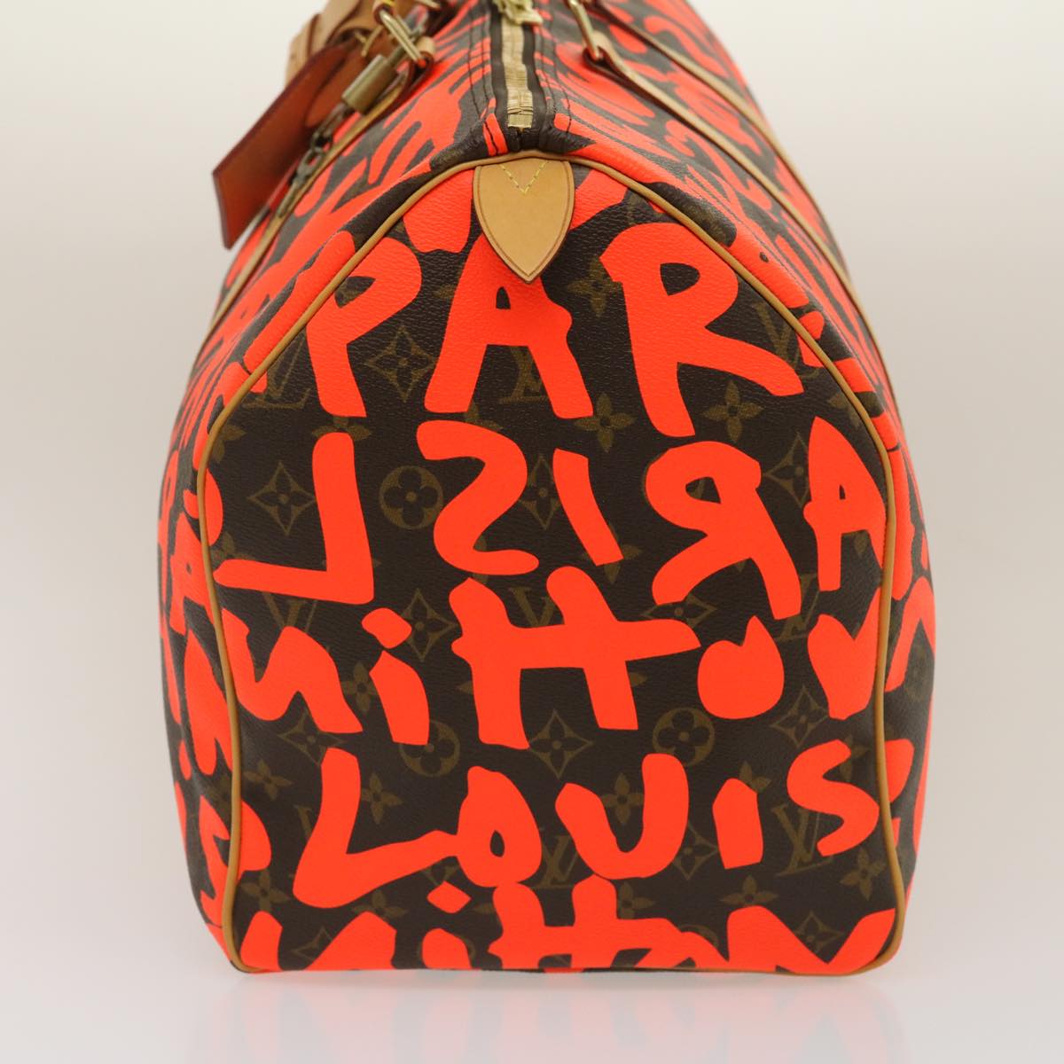 LOUIS VUITTON Monogram Graffiti Keepall 50 Boston Bag Orange M93699 Auth 29908A