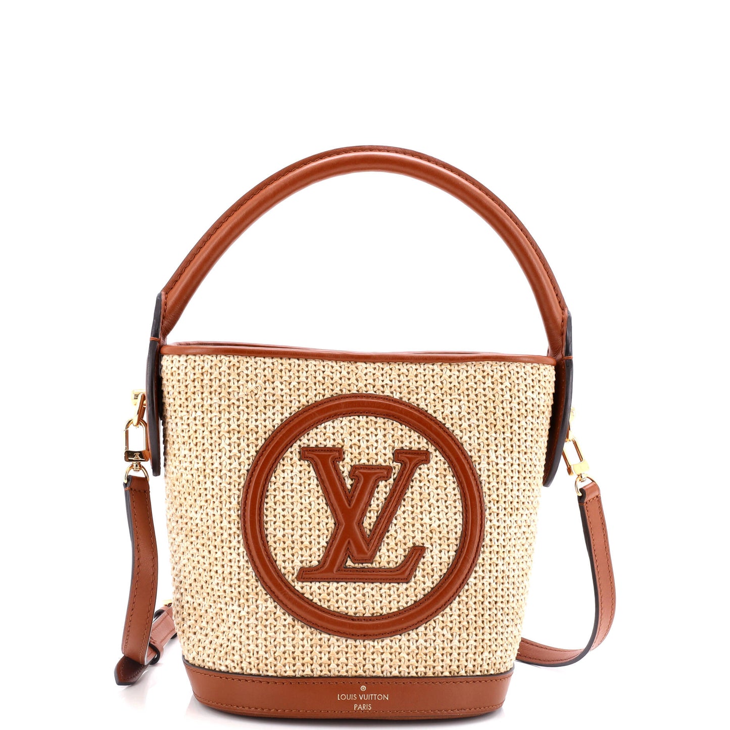 Louis Vuitton Petit Bucket NM Bag Raffia with Leather