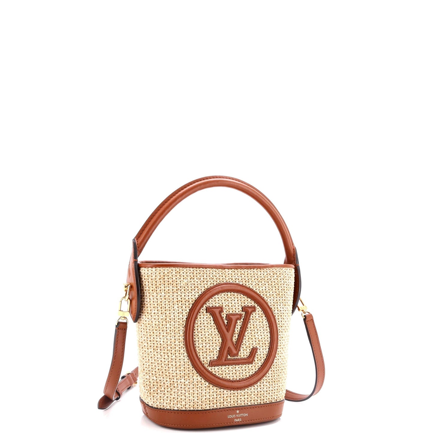 Louis Vuitton Petit Bucket NM Bag Raffia with Leather