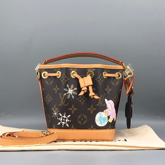 Louis Vuitton Nano Noé Limited Edition Vivienne Xmas Bucket Bag Brown