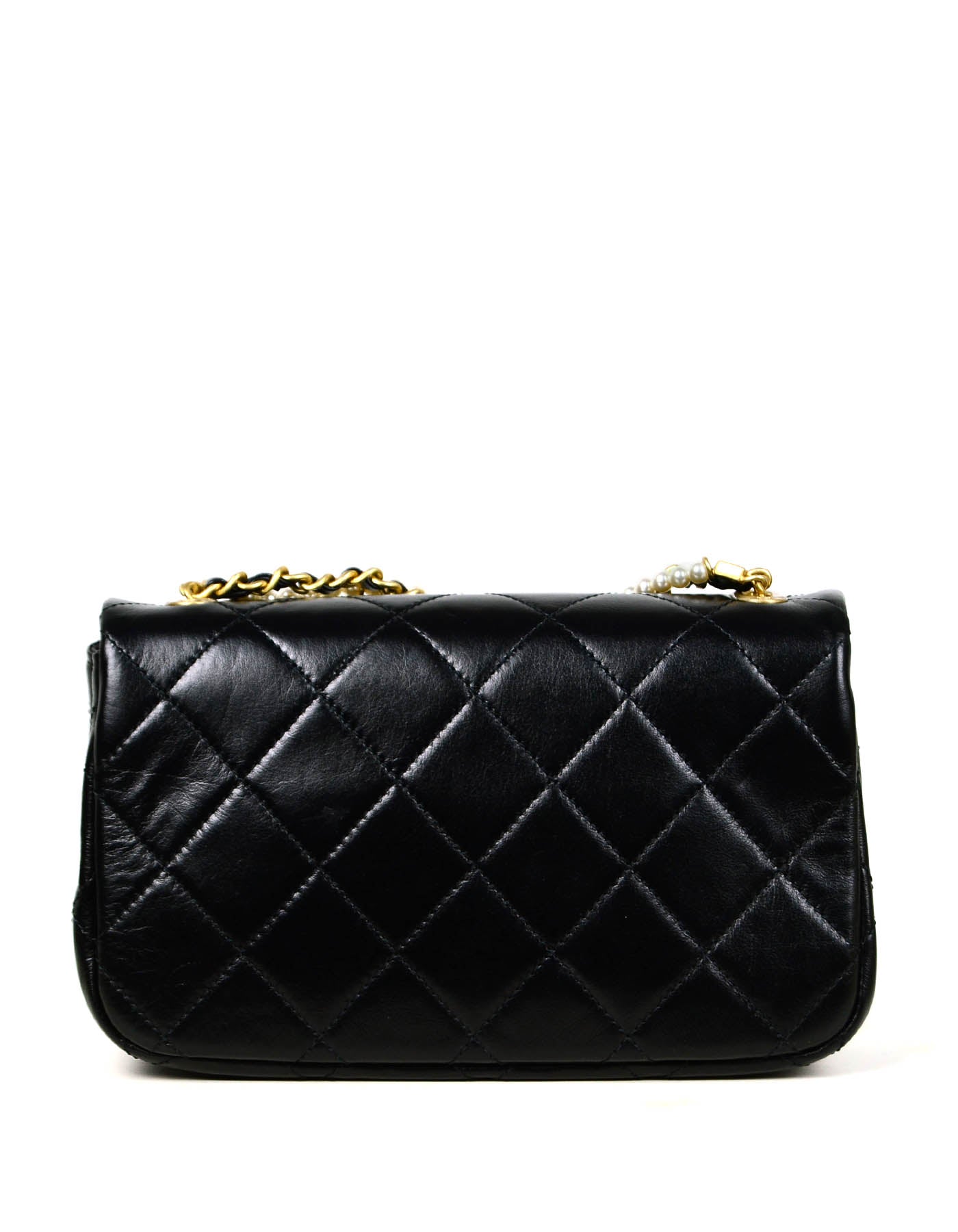 Chanel 2020 Black Calfskin Crystal Pearls Crossbody Bag - Rovelle Bags