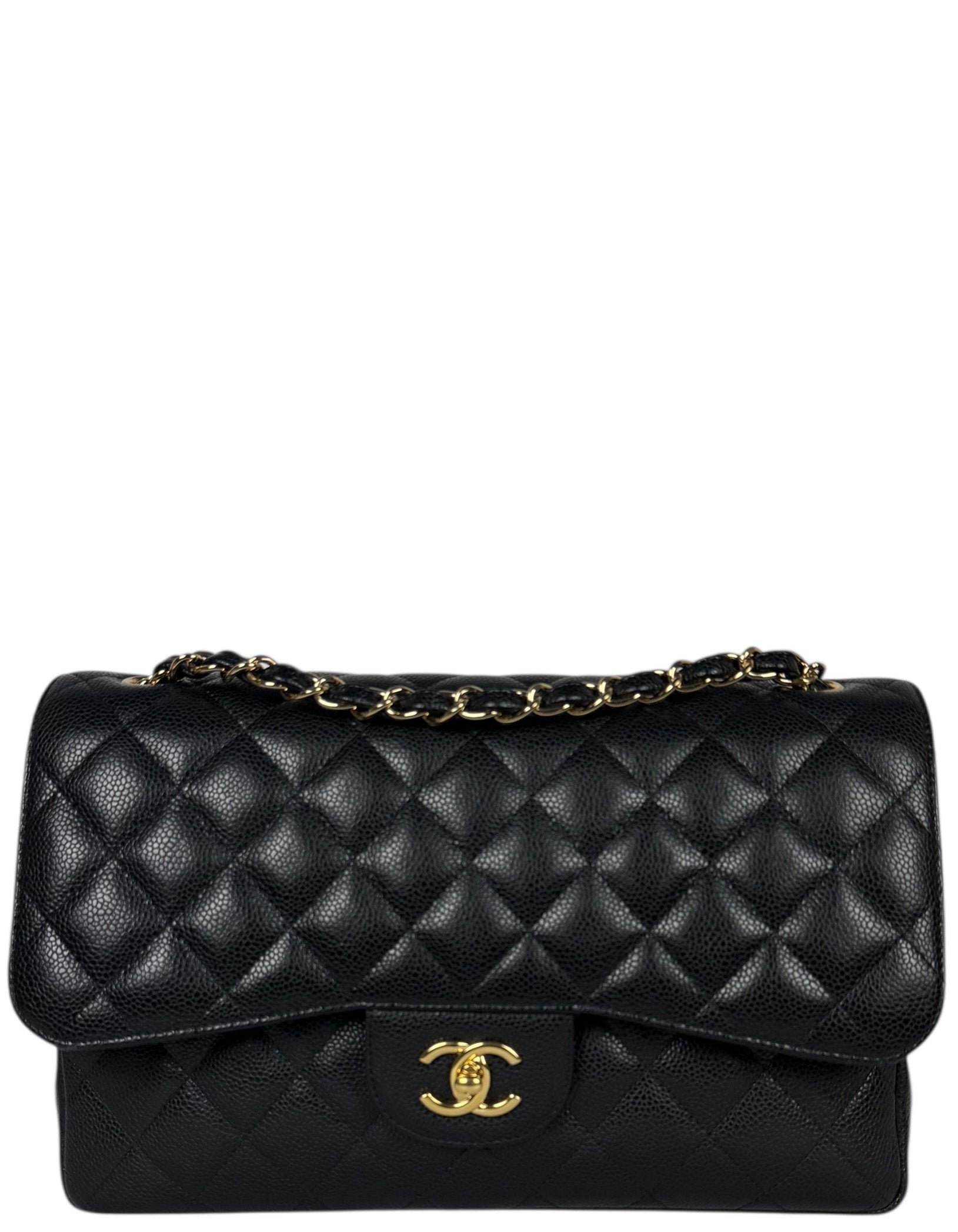 Chanel Black Caviar Leather Double Flap Flap Bag - Rovelle Bags