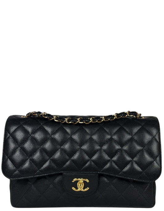 Chanel Black Caviar Leather Double Flap Flap Bag - Rovelle Bags