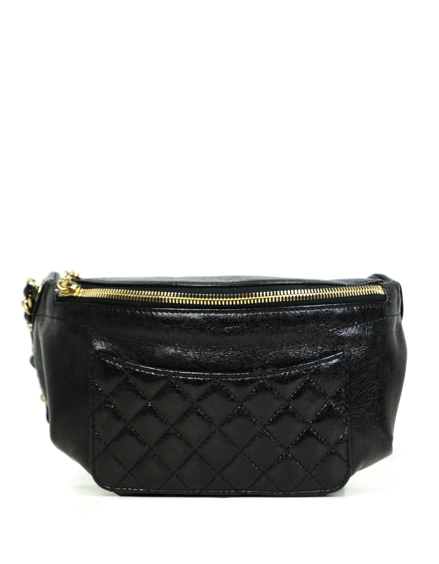 Chanel Black Crumpled Calfskin Bi Quilted Handbag - Rovelle Bags