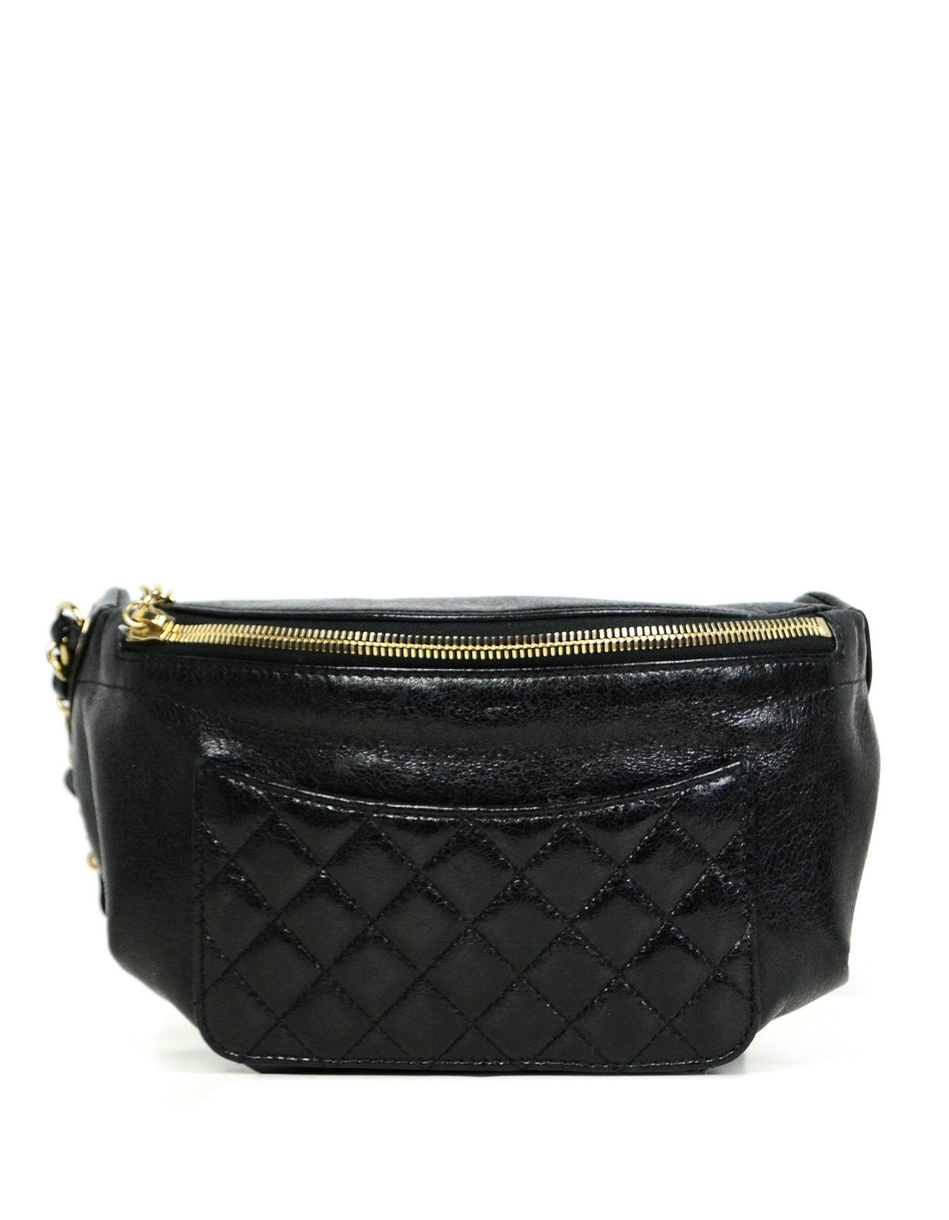 Chanel Black Crumpled Calfskin Bi Quilted Handbag - Rovelle Bags
