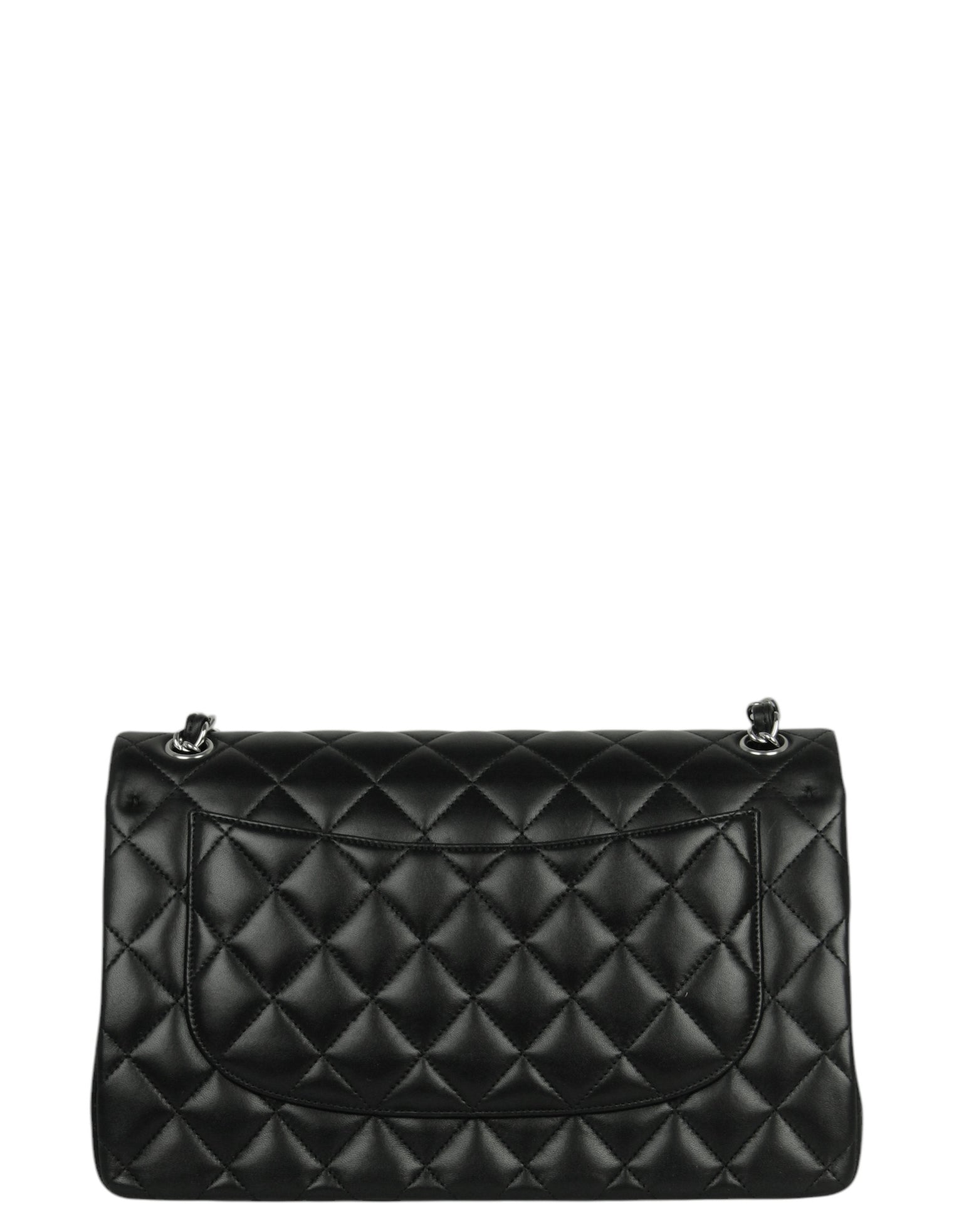 Chanel Black Lambskin Leather Double Flap Flap Bag - Rovelle Bags