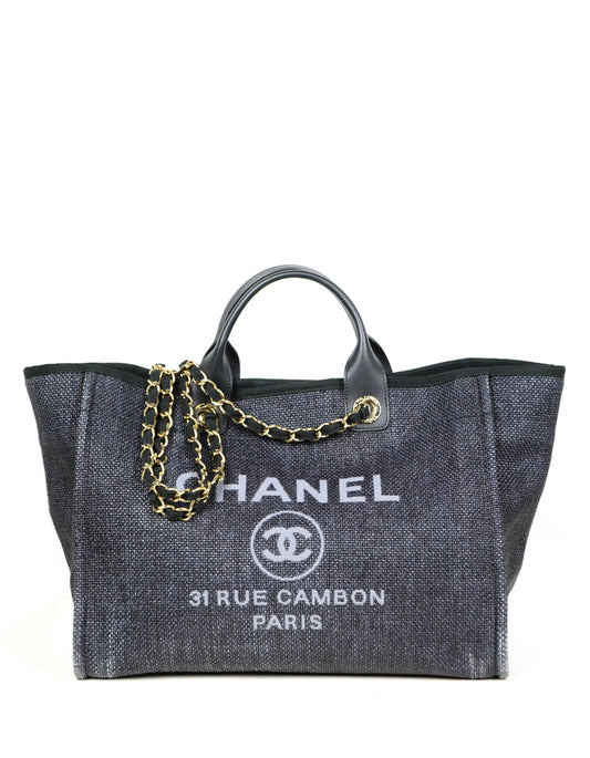 Chanel Black Woven Straw Raffia Medium Tote Bag - Rovelle Bags