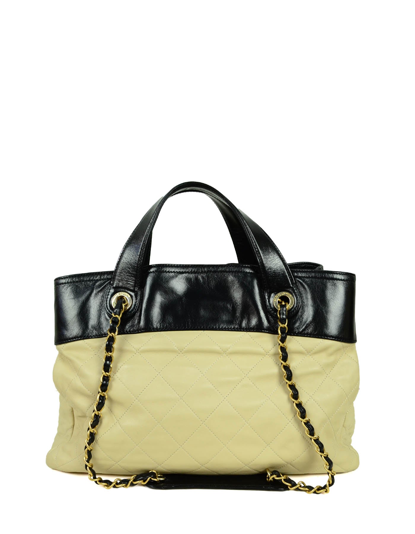Chanel Black/Beige Quilted Leather In-the-Mix Tote Tote Bag - Rovelle Bags
