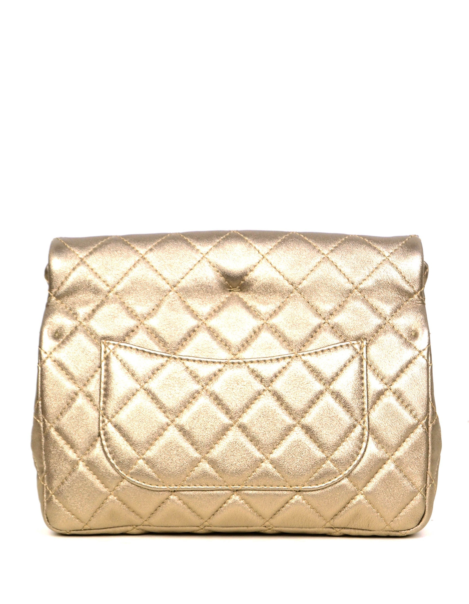 Chanel Khaki Metallic Calfskin 2.55 Reissue Clutch Bag - Rovelle Bags