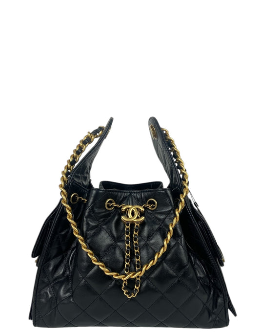 Chanel 2025 Black Leather Small 25 Shoulder Bag - Rovelle Bags