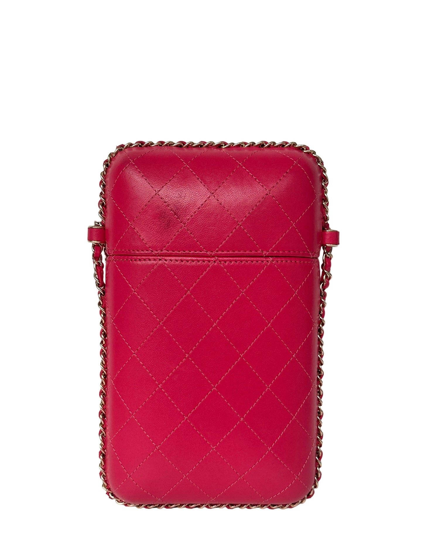 Chanel Pink Lambskin Chain Around Phone Crossbody Bag - Rovelle Bags