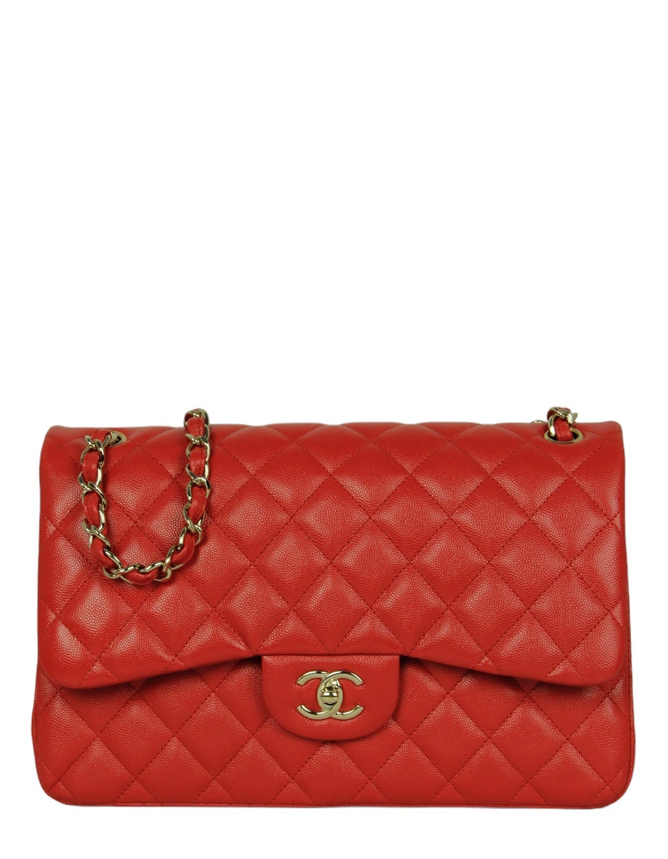 Chanel Red Caviar Leather Double Flap Flap Bag - Rovelle Bags