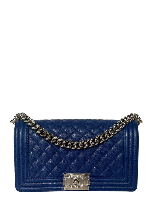 Chanel NEW Cobalt Blue Caviar Leather Handbag - Rovelle Bags