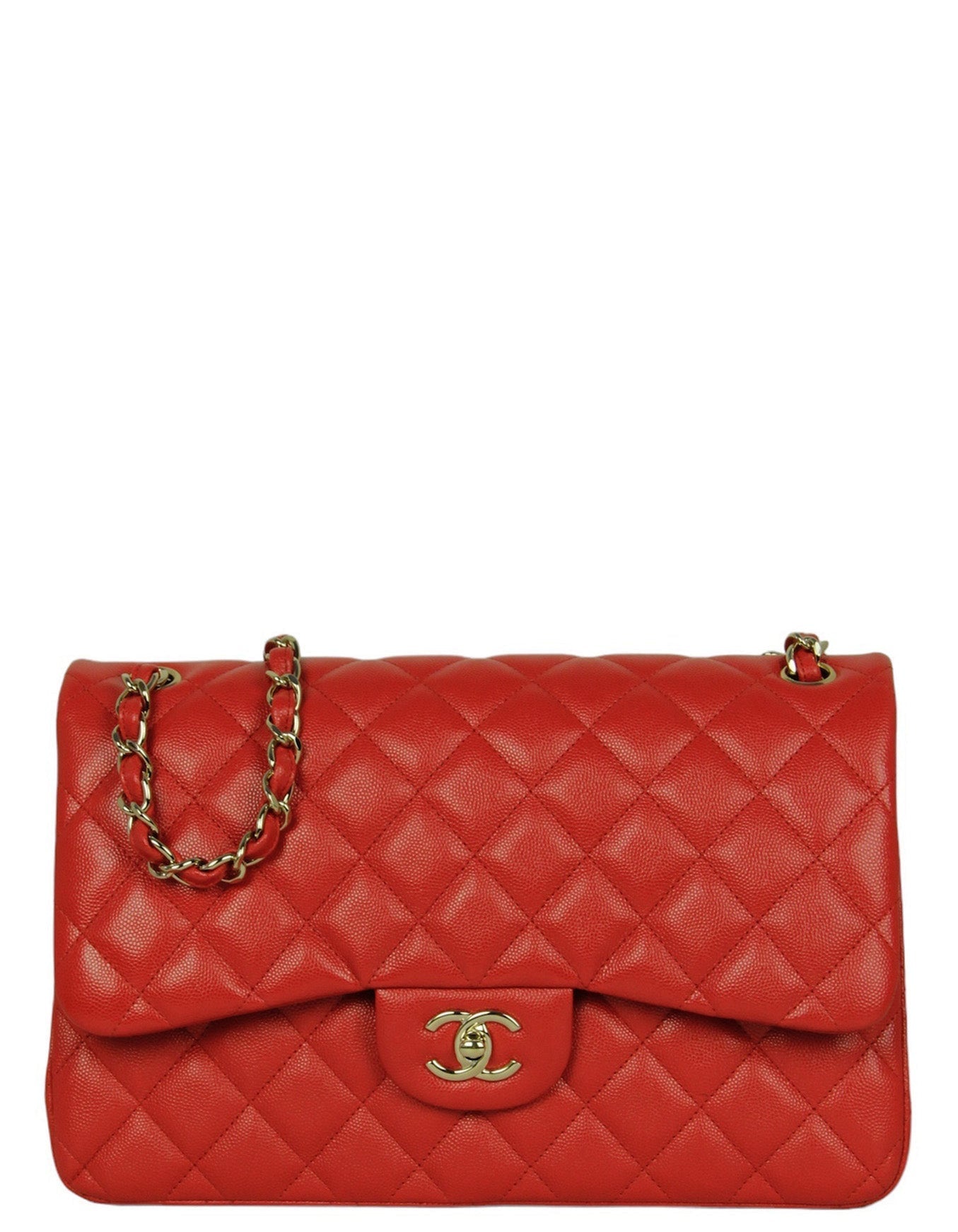 Chanel Red Caviar Leather Double Flap Flap Bag - Rovelle Bags