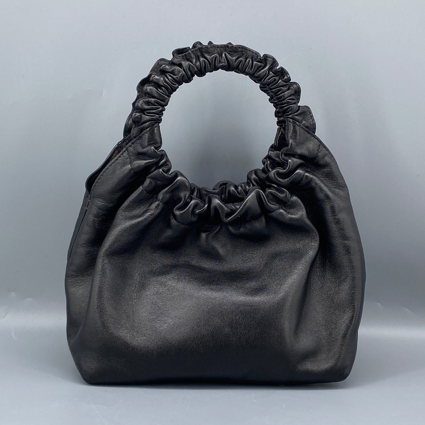 The Row Double Circle Bag Soft Black Leather Shoulder Bag
