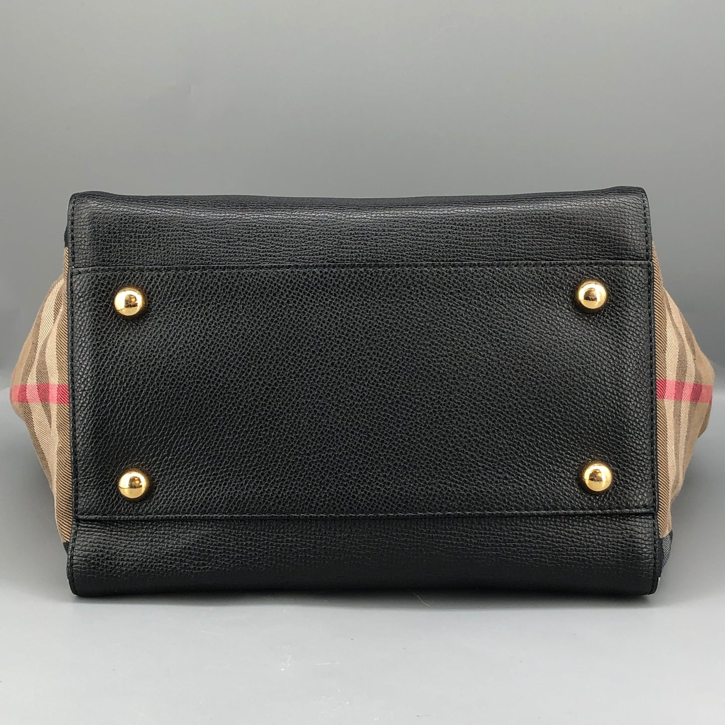 Burberry Check and Leather Tote Bag Beige