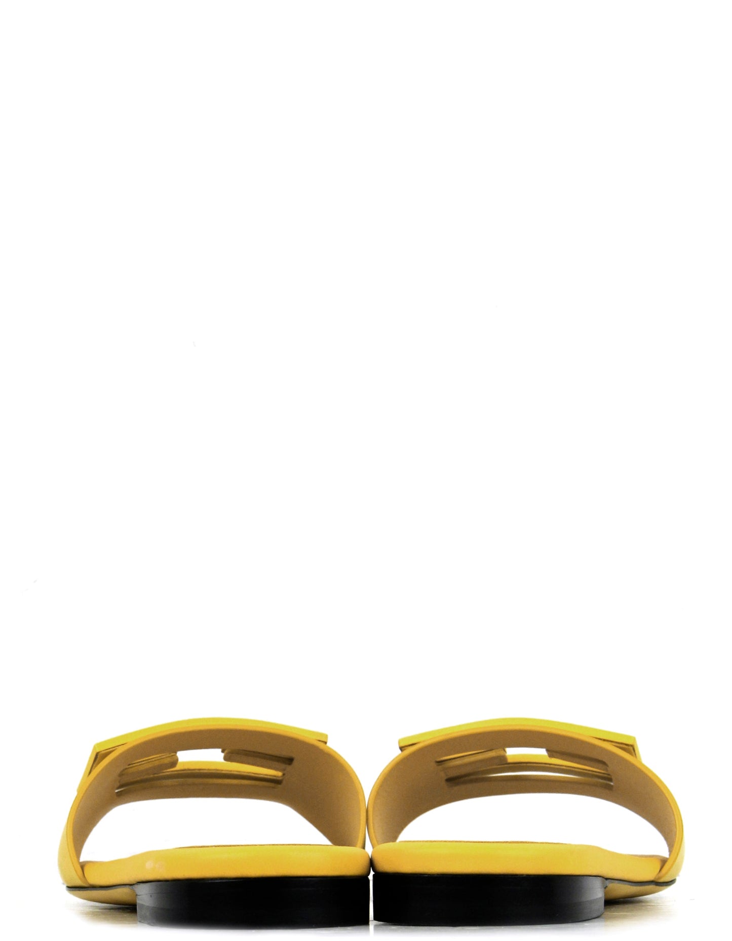 Fendi Yellow Leather Logo Detailed Slides sz 39.5