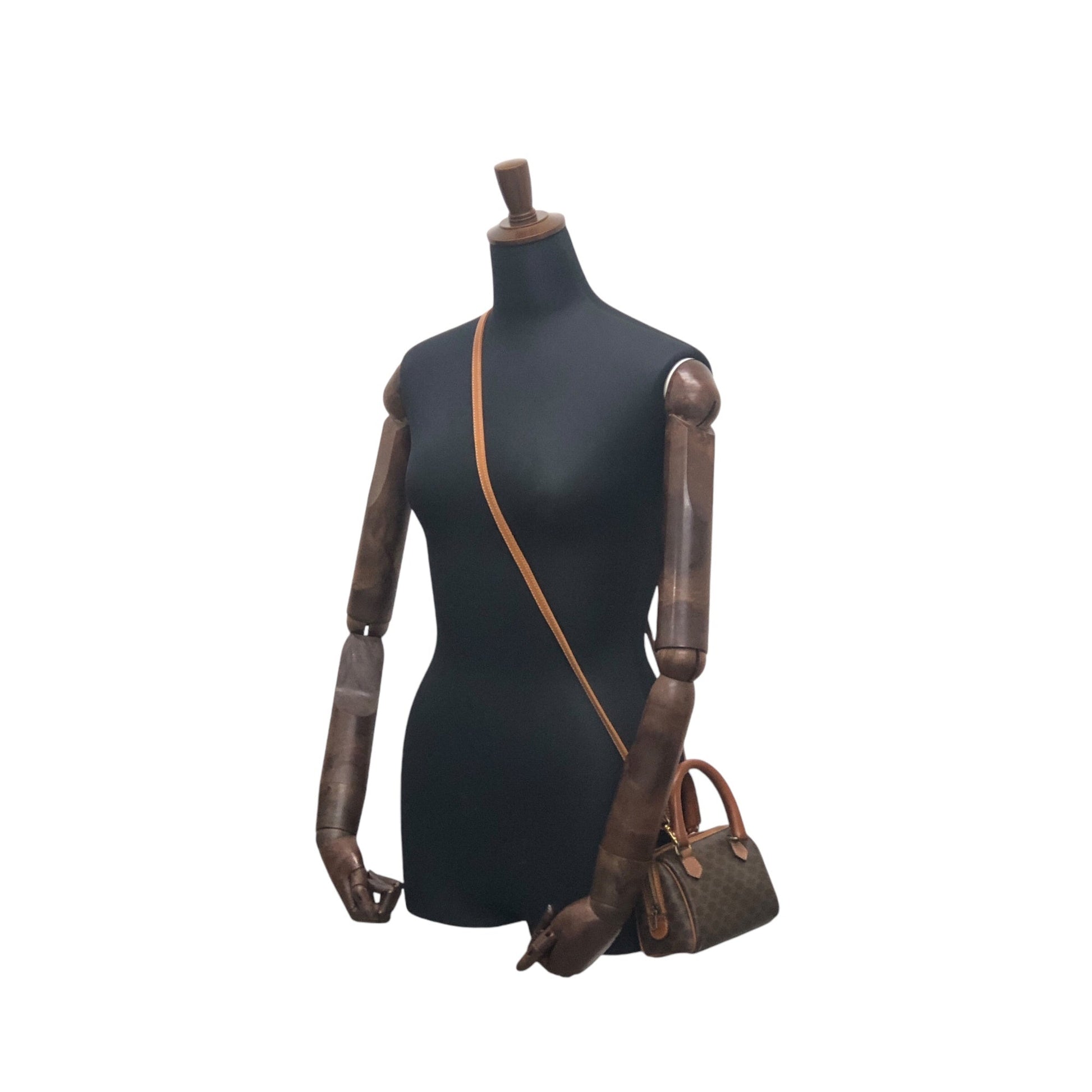 CELINE Macadam Two-way Handbag Shoulder bag Brown rikxpc